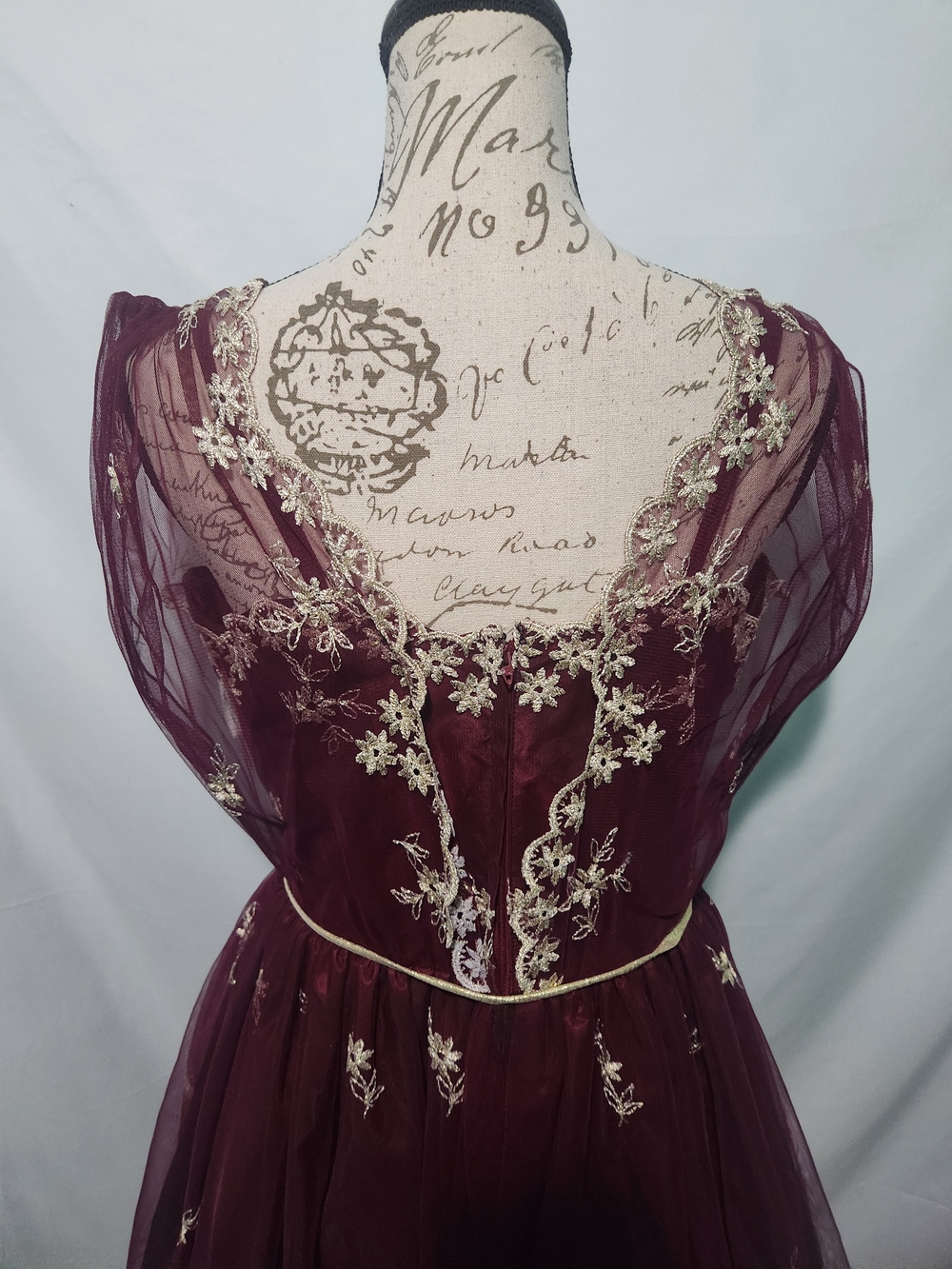 Alyce Designs Burgundy Formal Dress. Romantic Renaissance Fairycore Princess. - Picture 2 of 12